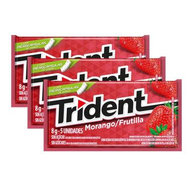 Imagem de Kit 3 Chiclete Trident Morango 8g com 5 Unidades