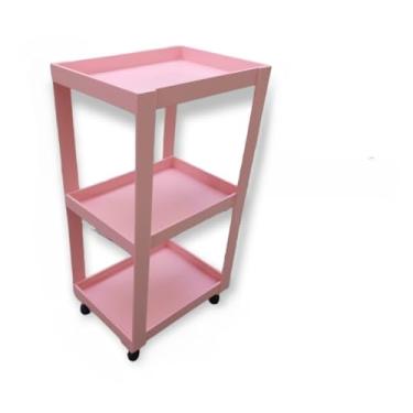 Imagem de Carrinho Auxiliar Suporte Para Esmalte Com Rodinhas (MONTADO) Preto/Rosa/Branco/Cru Organizador(Rosa - SEM Gaveta)