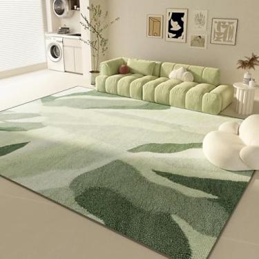 Imagem de Tapetes de luxo para sala de estar, decoração verde para quarto, tapete de pelúcia macio e fofo, tapete de sala de estar espesso e lavável (200x300 cm/C)
