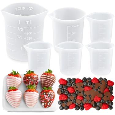 Imagem de Juome 6 peças de copos medidores de silicone para derreter chocolate - conjunto de copos de silicone para derreter chocolate com capacidade de 100/250/350 ml, pode ser lavado na lava-louças