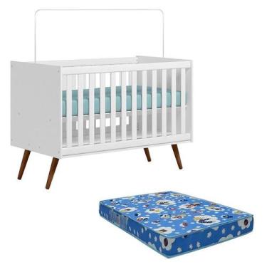 Imagem de Berço Americano Q Encanto 3820 Retrô Branco Acetinado com Colchão Tend