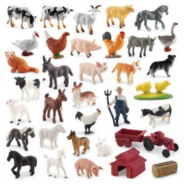 Imagem de Conjunto de bonecos de animais de fazenda em miniatura, 34 unidades - 