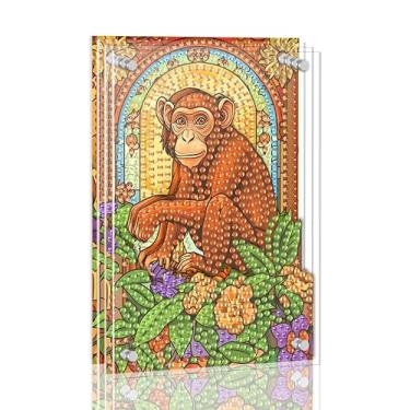 Imagem de Ginfonr Kit de pintura de arte de diamante DIY Acrylayers para adultos, orangotango 4 camadas acrílico magnético pintura de diamante decoração de mesa com efeito de profundidade dinâmica, presente de