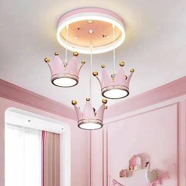 Imagem de Lustre criativo de quarto de princesa para meninas, luminária pendente de luz quente personalizada para quarto infantil