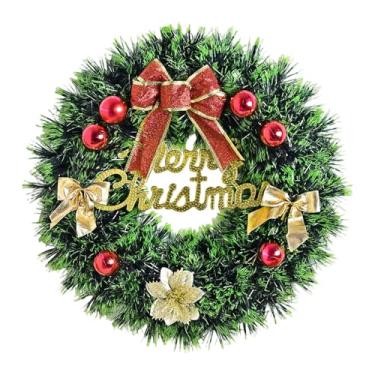 Imagem de predolo Guirlanda de porta de Natal feliz, guirlanda de agulhas de artificiais para ambientes internos e externos, Natal com enfeites de bola de