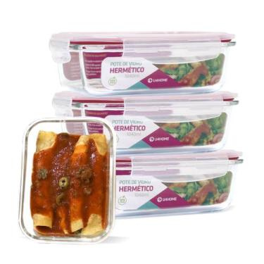 Imagem de Kit 4 Potes Vidro Hermético Mantimentos Marmita 1040ml - U4home, Verme