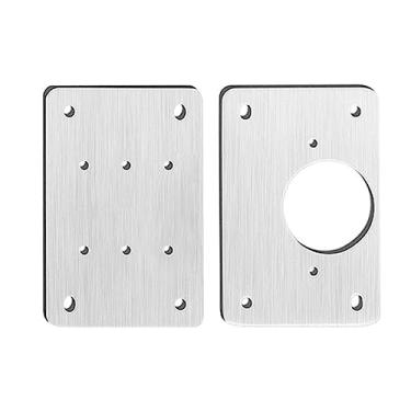 Imagem de Conjunto de placas de montagem dobradiça de aço inoxidável placa de fixação de porta de armário placa de montagem restaurador instalador dobradiça de armário (2 peças A e 2 peças B)