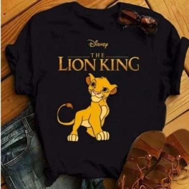 Imagem de Camiseta T- shirt Feminina Preta Rei Leão - Camisa 100% Algodão Premiu