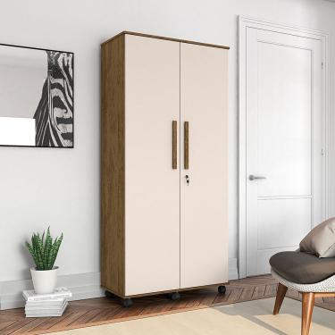 Imagem de Armário Organizador Multiuso 2 Portas Gold - Canela/ Off White - Cor: Marrom