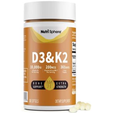 Imagem de Vitamina D3 e K2 NutriSphere 10.000 UI + 200 mcg 365 cápsulas gelatino