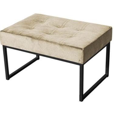 Imagem de Puff Decorativo Karina Base Preta Veludo Bege - Montanaris Decor - MD 