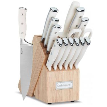 Imagem de Conjunto de Facas em Aço Inoxidável com Bloco de Bancada, 15 Peças, Cuisinart C77CTR, Branco
