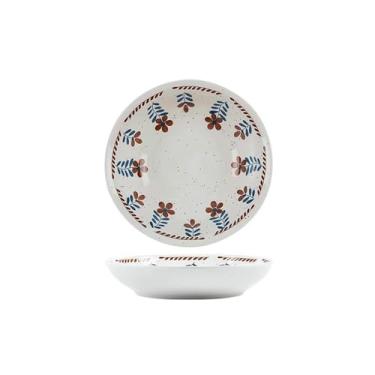 Imagem de Prato profundo redondo listrado retrô de cerâmica para uso doméstico requintado personalizado - prato fundo brilhante de 18 cm