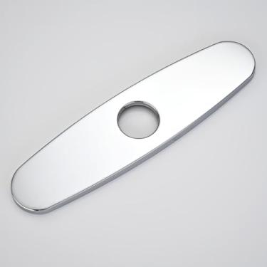 Imagem de Placa de cobertura de torneira, placa de deck de aço inoxidável para torneira de pia de cozinha furo único ou torneira de banheiro 1-3 furos tampa redonda de 25 cm (cromada)