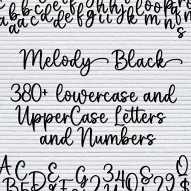 Imagem de Letras de cartolina preta, quadro não incluído, conjunto de letras cursivas para quadros de feltro, 380 peças, letras minúsculas, pré-cortadas