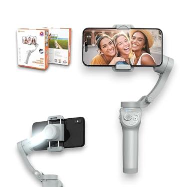 Imagem de Estabilizador Celular Gimbal M01 Suporte para Smartphone 3 Eixos, I.A., Rastreamento Facial, LED, Timelapse, Controle por Gestos, Tripe, Compatível iPhone, Android, Anatel, Cinza