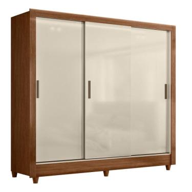 Imagem de Guarda Roupas Casal Com 3 Portas De Correr 2 Gavetas França Andirá Madeirado/off White