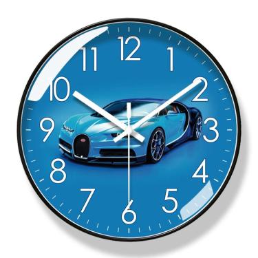 Imagem de Relógio de parede com design de carro esportivo de luxo de 30 cm, silencioso e sem tique-taque