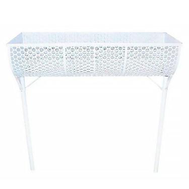 Imagem de Lixeira de Rua Modelo Tela Moeda Dupla de 100cm Branca