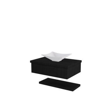 Imagem de Conjunto Bancada C-cuba L30 E Prateleira Metrópole 605 Nogal Preto ônix