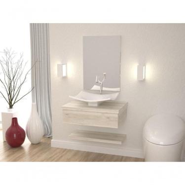 Imagem de Conjunto Bancada C-cuba F44 E Prateleira Metrópole 605 Preto ônix Snow