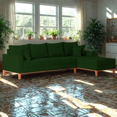 Imagem de Sofá 4 Lugares Beny Com Chaise Direito Suede Verde