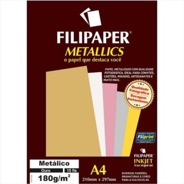 Imagem de Papel A4 180g Filipaper metálico ouro 15 folhas - Filiperson