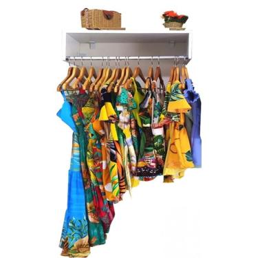 Imagem de Arara de Parede Cabide Metal Closet Loja 1,10m Magia Móveis