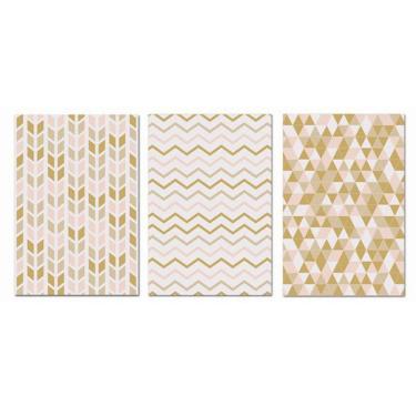 Imagem de Kit Placas Quadros Decorativos 3 pçs MDF 20x30 Geométrica