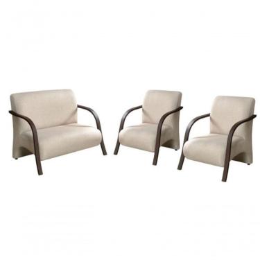 Imagem de Conjunto Poltronas Vênus Braço Madeira D Salla Bege