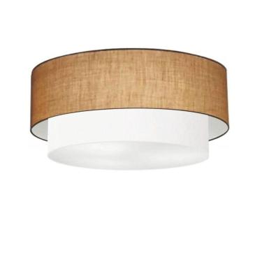 Imagem de Plafon Duplo Cilíndrico Vivare Md-3064 Cúpula Em Tecido 70x60cm - Bivolt Palha-branco 127/220v