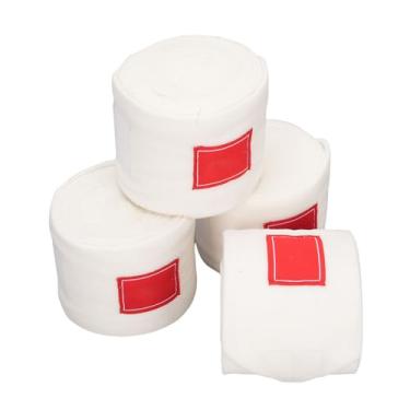Imagem de TOPINCN 4pcs Horse Horse Fleece Envolve Ataduras, Pernas de Cavalo Envoltem a Perna de Fixação Ajustável Envolve As Pernas de 9,8 Pés de lã para Competição de Treinamento de Cavalos (Branco)