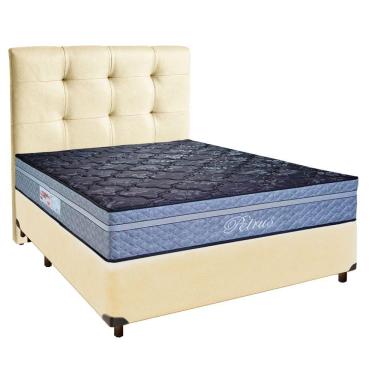 Imagem de Conjunto Cama Box Bege Casal + Colchão Molas Ensacadas Petrus Paropas + Cabeceira