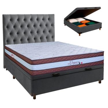 Imagem de Kit Cabeceira + Cama Box Bau + Colchão Casal Molas Ensacadas Legaccy Paropas