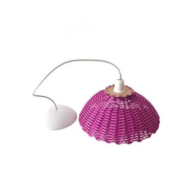 Imagem de Lustre Luminária de Teto Pendente Artesanal Rústico M (ROSA PENDENTE BRANCO)