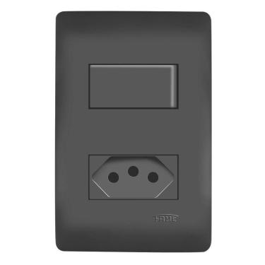 Imagem de Interruptor Fame 1 Tecla C-tomada Distanciada - 4061 Habitat Black