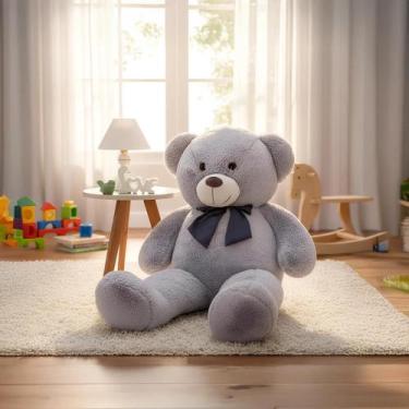 Imagem de Urso Pelúcia Teddy Pequeno Hipoalergênico Macio Laço Removível - Migue