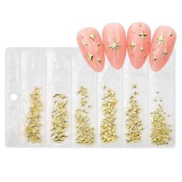 Imagem de Amuletos de unhas de estrela para unhas arte 3D ouro estrela pingentes metálicos strass estrelas unhas joias decorações manicure suprimentos acessórios para artesanato DIY (ouro)