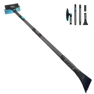 Imagem de Escova de neve de carro de 147 cm e raspador de gelo longa para carro, extensível, vassoura de neve giratória resistente para SUV, caminhões, para-brisas