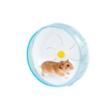 Imagem de WishLotus Roda de corrida silenciosa – Brinquedo de exercício para animais de estimação pequenos e acessório de gaiola para hamster, Shih Tzu de seda dourada, urso (azul, 18 cm)