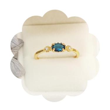 Imagem de Luxuoso anel de pedra do mês de nascimento ajustável sem manchas para mulheres com design banhado a ouro 14K com pedra de zircônia cúbica cintilante personalizada, presente de noivado à prova d'água