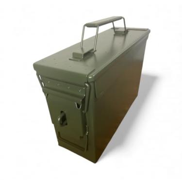 Imagem de Caixa de Munição Militar em Metal, Verde Oliva, Estilo Vintage, Armazenamento Tático com Alças, Caixa de Ferramentas Resistente
