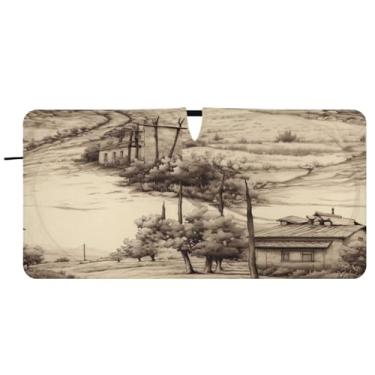 Imagem de Blueangle Tuscan House Para-brisas Guarda-sol - 149.9 cm x 76.2 cm Dobrável Carro Frontal Para-sol Blocos Raios UV Viseira de Sol (458)