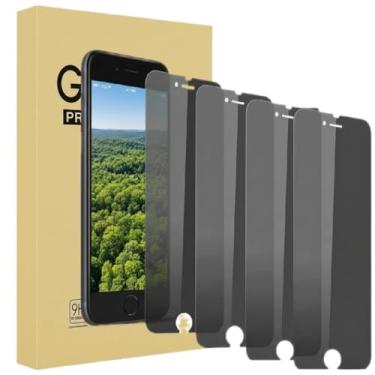 Imagem de Pacote com 4 protetores de tela de privacidade para iPhone 8 Plus/7 Plus, película de vidro temperado anti-espião, anti-arranhões, dureza 9H, capas de telefone compatíveis, alta definição