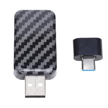 Imagem de RiToEasysports Dongle Automático Sem Fio, Adaptador USB C de Fibra de Carbono para Conversão Com Fio para Sem, Adaptador Universal Plug and Play para Carro Com WiFi de Banda Dupla para Telefones