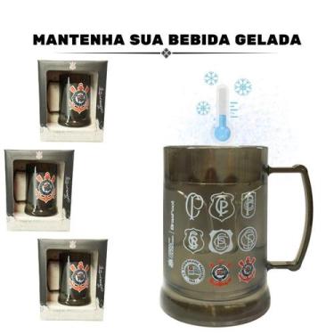 Imagem de Kit 3Un Caneca Copo Preto Gel 300Ml Isolante Térmico Chopp - Brasfoot