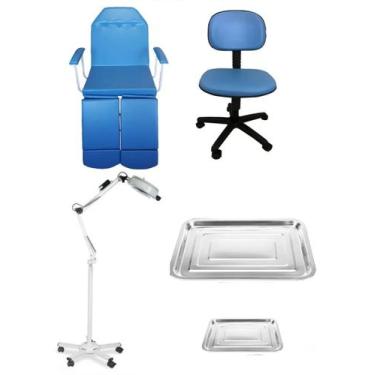 Imagem de Kit Podologia Cadeira Mocho a Gás Exaustor com Luminária Tripe - Fisco