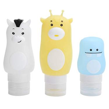 Imagem de Yinhing Garrafa de Viagem Recarregável, Garrafa de Apertar de Animal Fofa, à Prova de Vazamento, Recipiente Cosmético Vazio Portátil para Produtos de Higiene Pessoal, Gel de Banho,