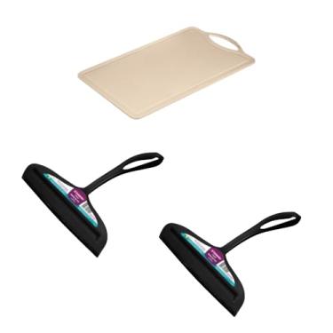 Imagem de Kit 2 Rodo de pia Preto e 1 Tábua de corte Cinza