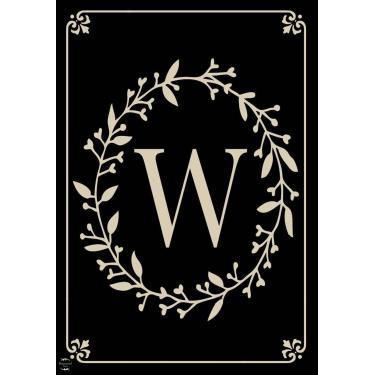 Imagem de Briarwood Lane Bandeira dupla face com monograma clássica com a bandeira da casa W